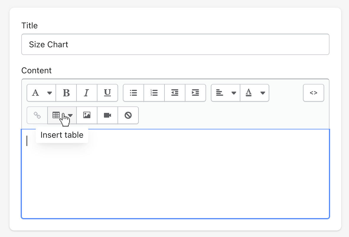 Connect a size chart to your products – Out of the Sandbox