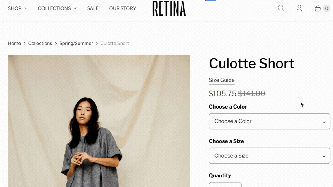 size chart popup on retina product page
