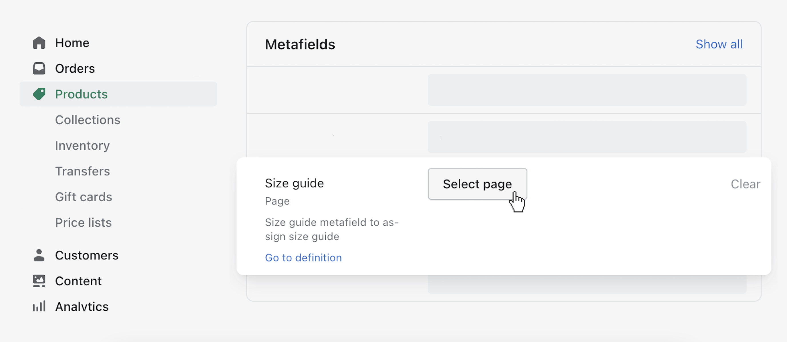 Size guide content