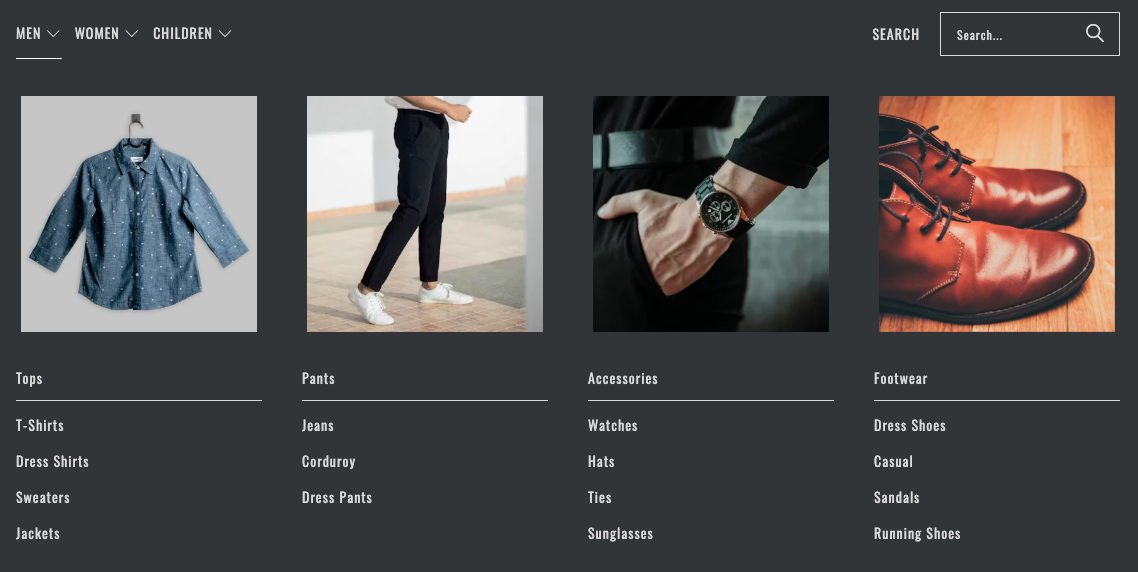 mega menu with four columns and four separate menus.png