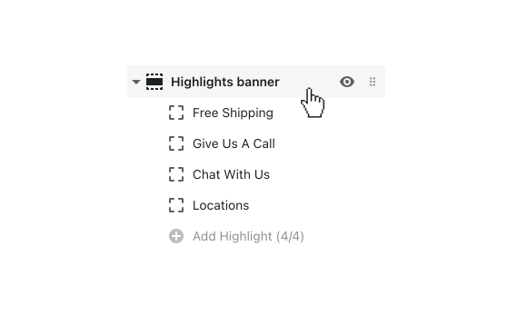 click the highlights banner section to open its settings.png
