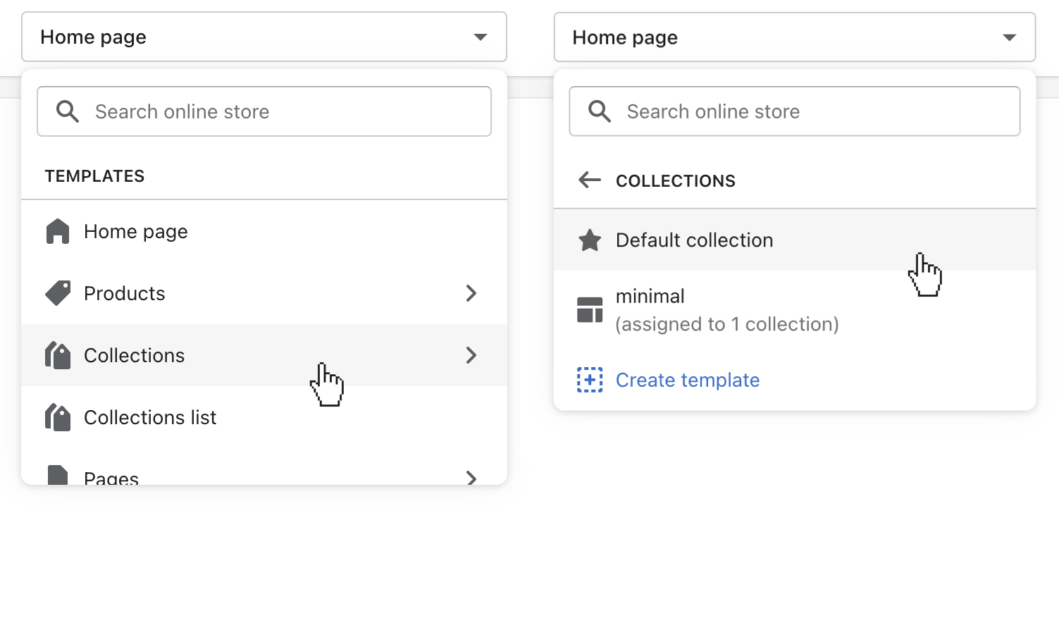 click collections then default collection or minimal.png