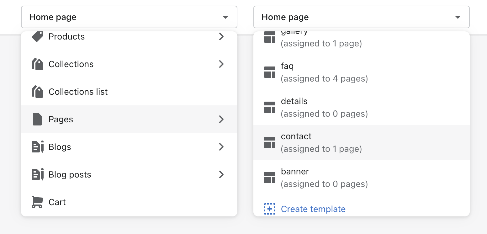 select pages then contact with the page selector.png