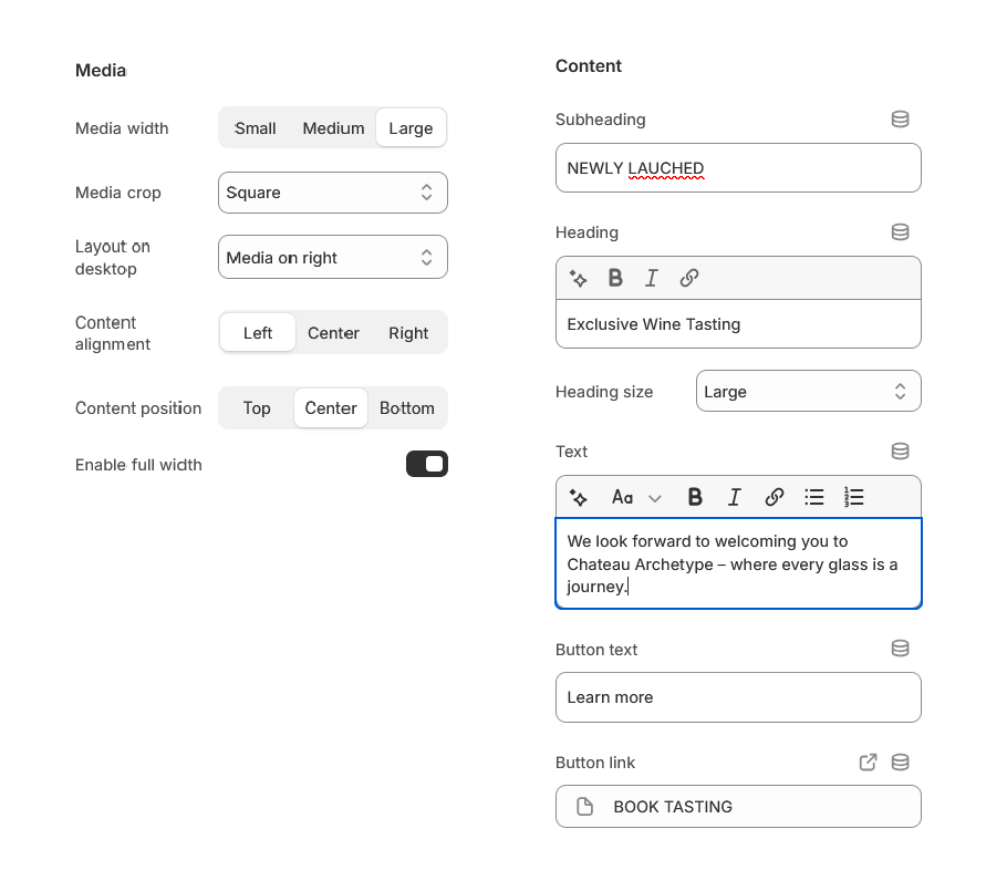 Vino Media with text section settings.PNG