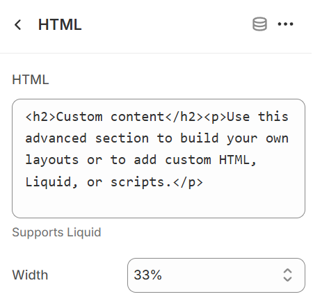HTML block in Custom content section.png