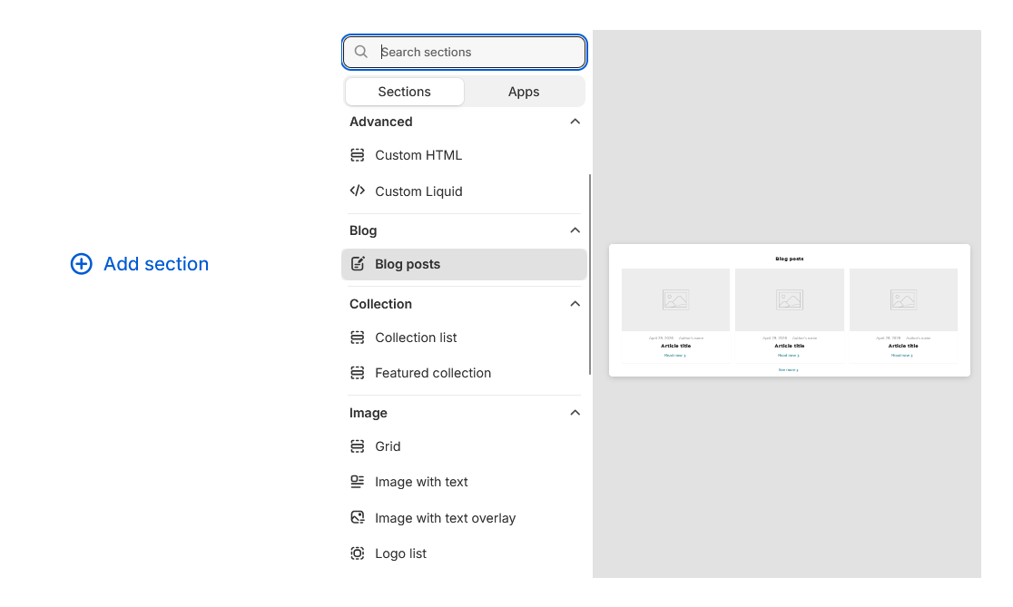 Add homepage section.png