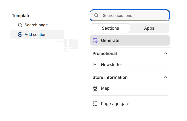 Add sections on search template.png
