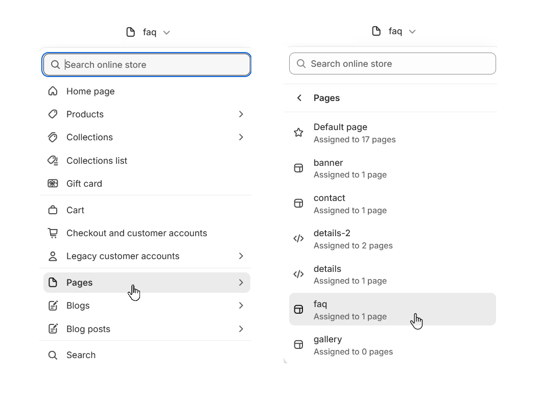 Retina FAQ template in template selector.png