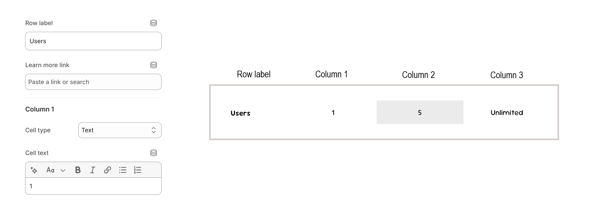 Comparison table Row columns settings.png