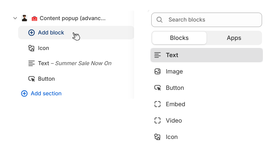 Content popup advanced add block.png