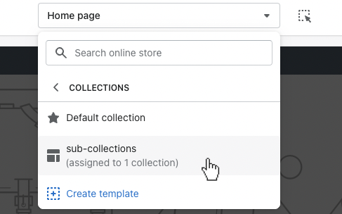 open_sub-collections_in_collections_area_of_page_selector.png