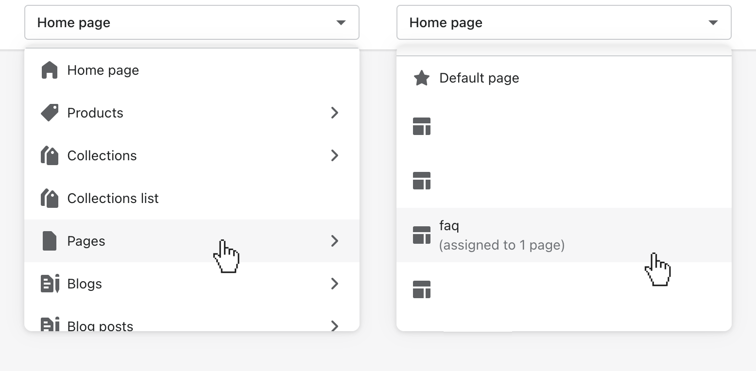 select pages then faq to customize template.png